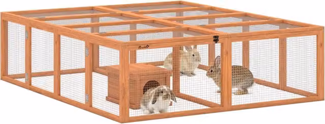 Gabbia per conigli Minimal in legno e metallo con 2 porte, arancione, L: 150 cm, P: 150 cm, H: 48 cm