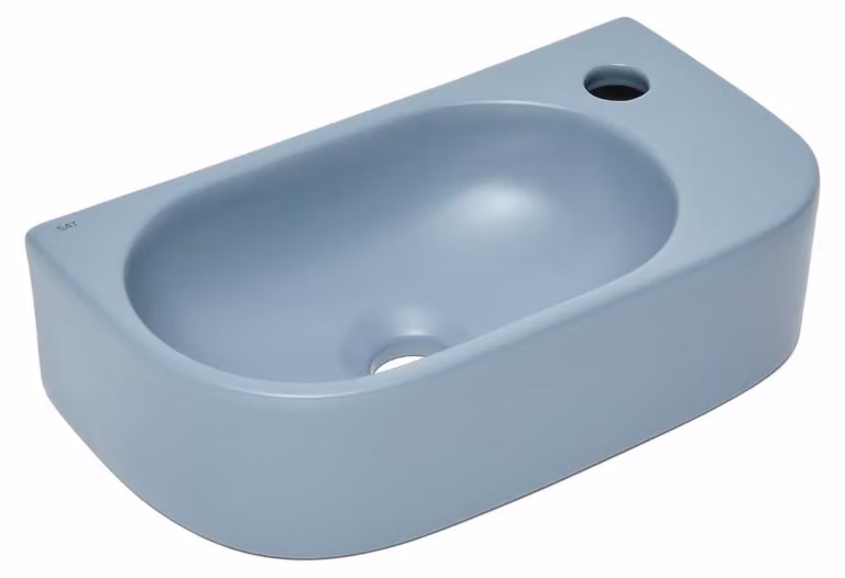 Lavabo a muro SAT Infinitio, modello mini, da 40 cm, per bagno degli ospiti, colore blu opaco