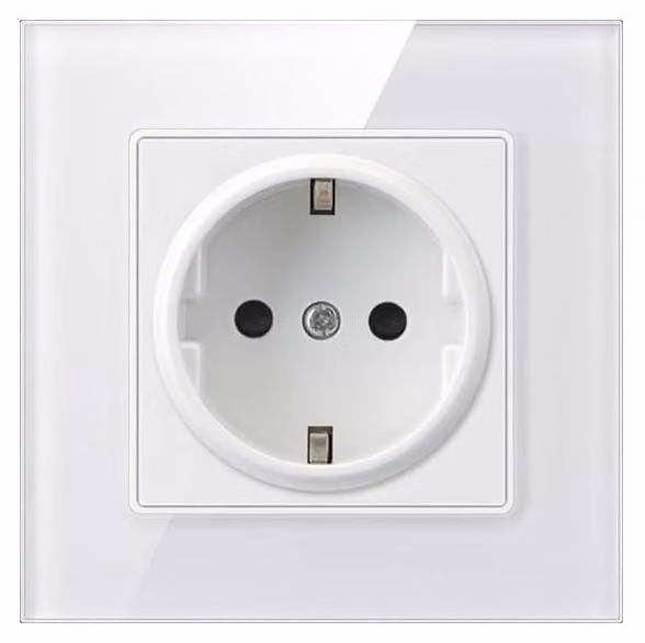Presa Techstar® Crystal TS1, Vetro Temperato, Singola, Colore Bianco Opaco, 16A