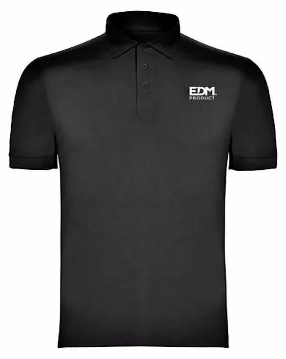 Polo da merchandising nera, taglia M, maniche corte, ricamata Edm