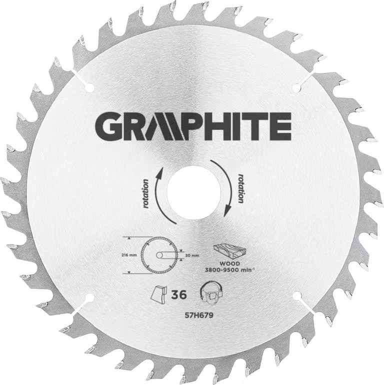 GRAFITE Lama per sega, widia, 216 x 30 mm, 36 denti