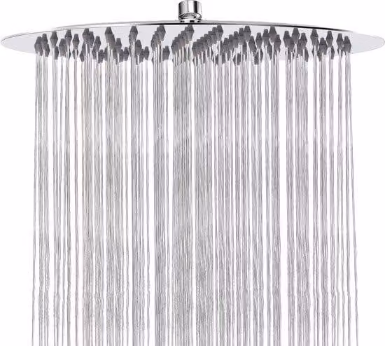 Soffione doccia a pioggia ad alto flusso, acciaio inossidabile, cascata da bagno, montaggio universale a parete e a soffitto (30 cm, cromato)