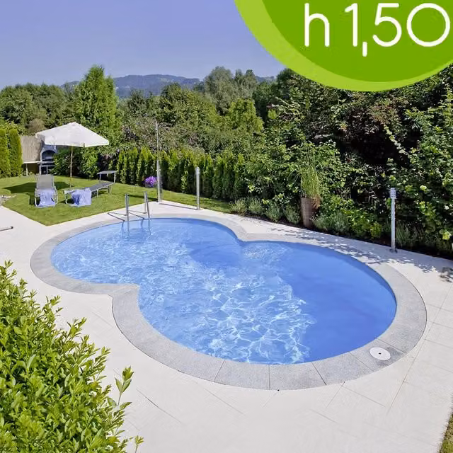 Piscina interrata BSVILLAGE ISABELLA 725 in acciaio e PVC, colori blu o sabbia, L: 7,25 m, P: 4,60 m, H: 1,50 m
