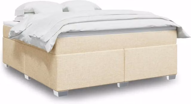 Letto Ibrido con Giroletto a Molle e Materasso vidaXL in Tessuto Beige e Bianco L/P: 180 x 200 cm