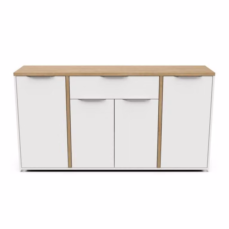 Credenza 4 ante e 1 cassetto in rovere e bianco opaco B160,7 cm - ACCESSO