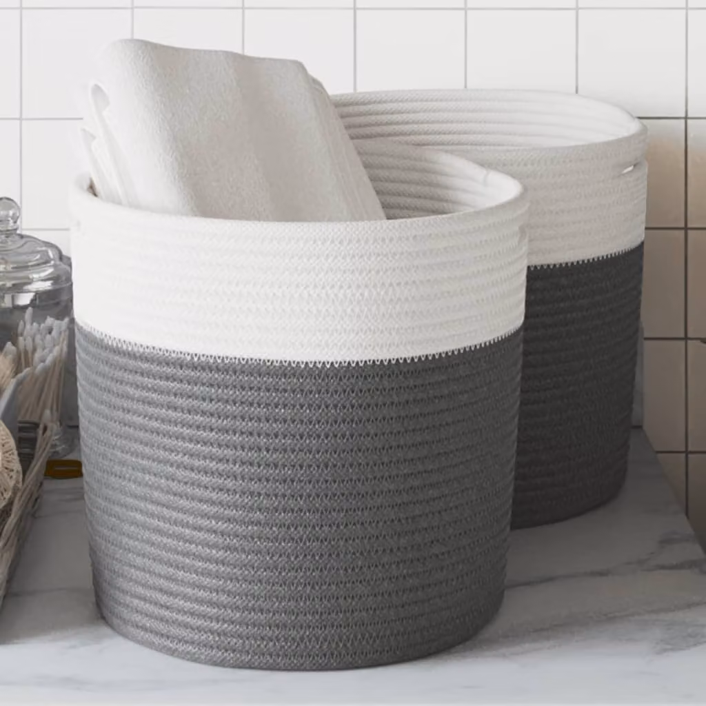 Set di 2 cestini portaoggetti vidaXL in tessuto con maniglie, multicolore, Ø 28 x 28 cm