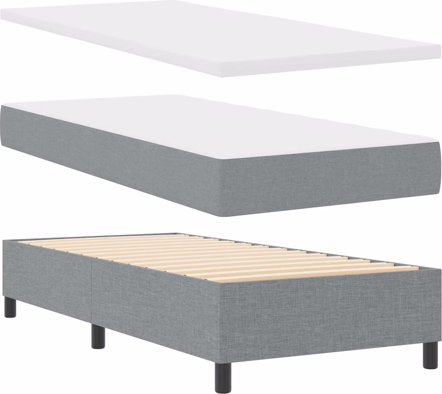 Maison Exclusive - Letto boxspring con strisce luminose a LED, grigio chiaro, 90 x 200 cm, rivestimento in tessuto