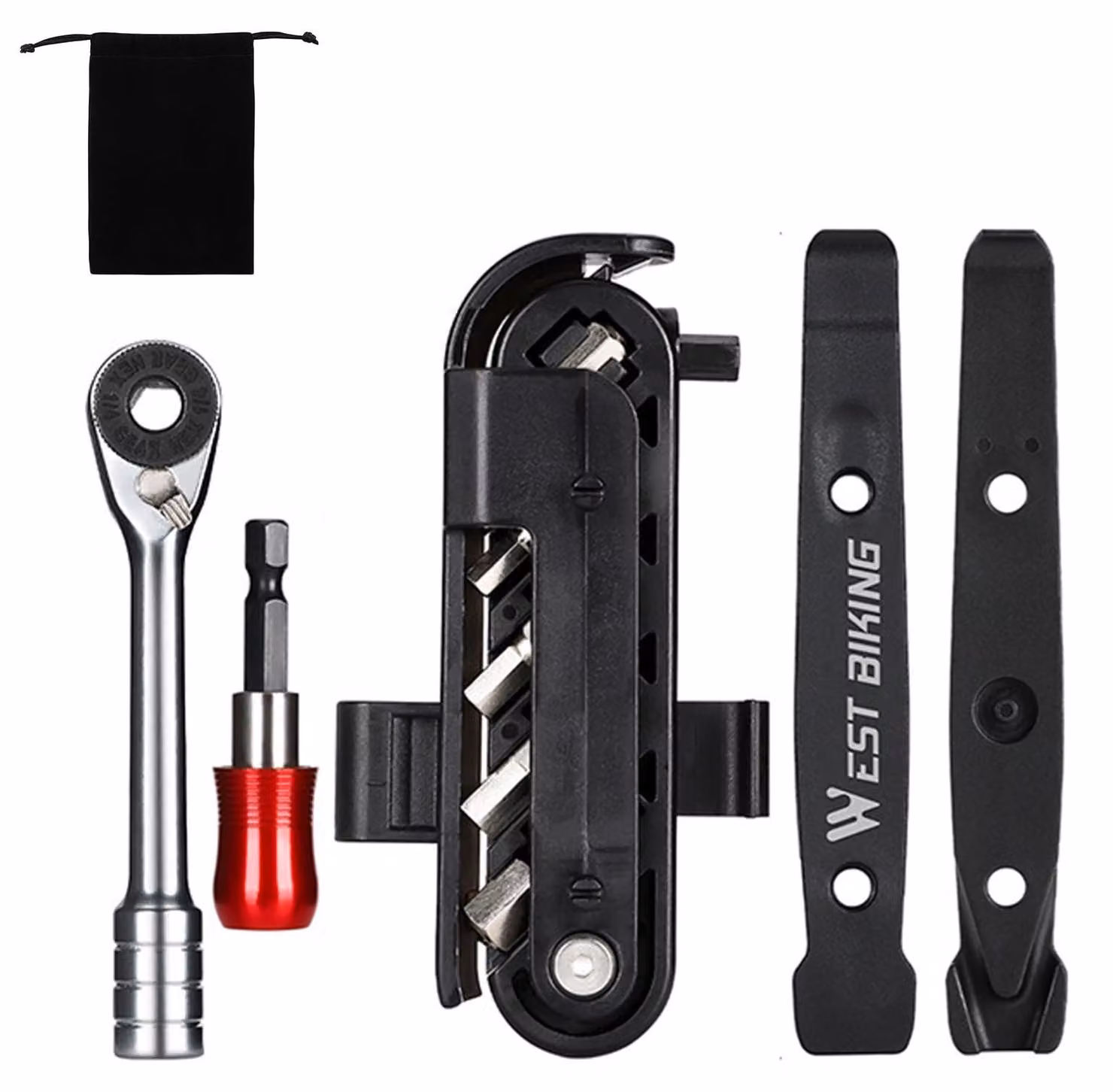 Kit di riparazione per biciclette - Include chiave a cricchetto e utensili di riparazione - 16 pezzi