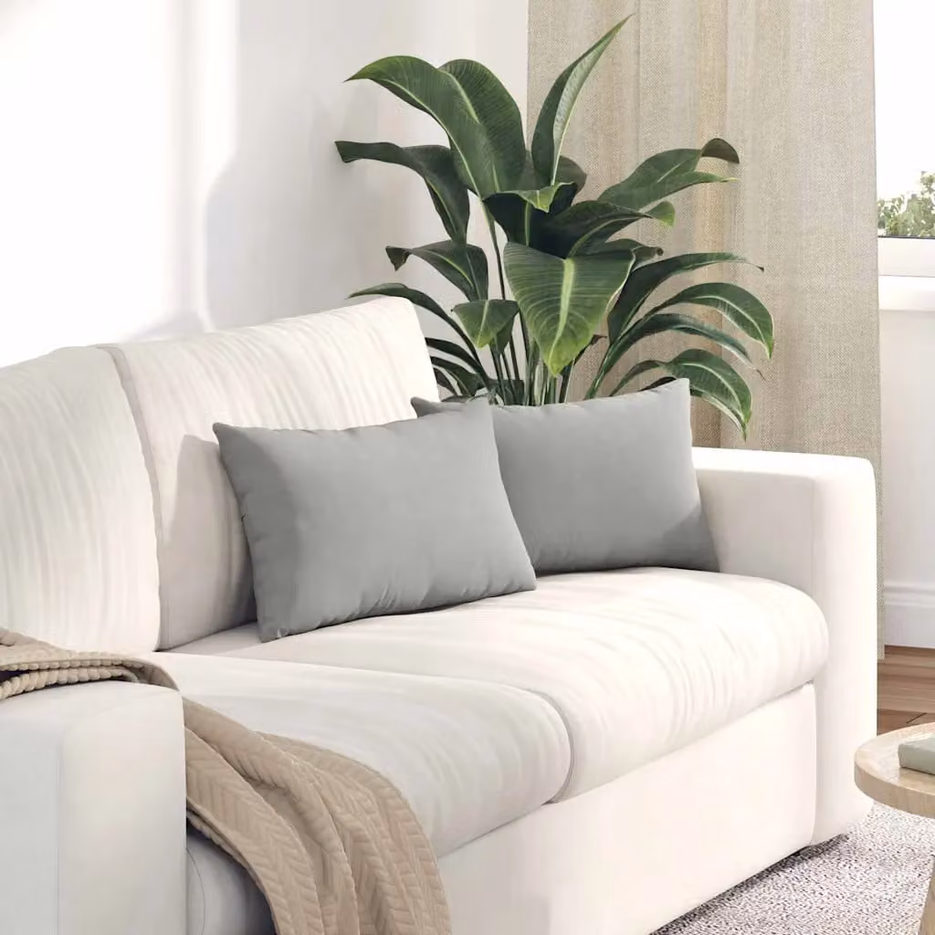 Set di 2 cuscini da divano vidaXL in tessuto grigio con fodera rimovibile, L 50 cm x P 30 cm