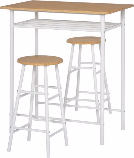 Set tavolo alto da cucina XYLO con 2 sgabelli bianco