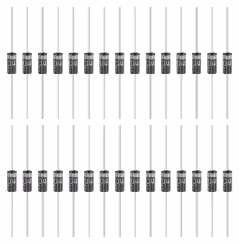30 diodi raddrizzatori 1N4004, 1A, 400V, con package DO-41, adatti per caricabatterie e alimentatori industriali