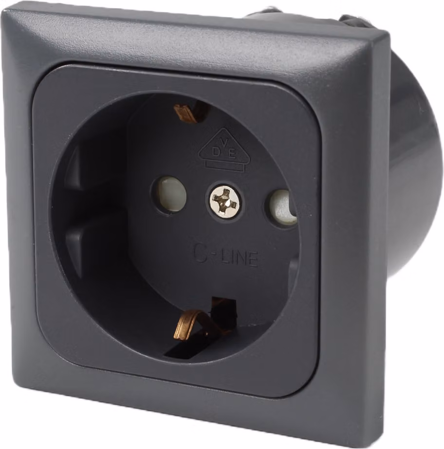 C-Line Presto Inprojal CBE Presa di corrente Schuko + telaio di copertura + presa iso 220 / 230 volt antracite
