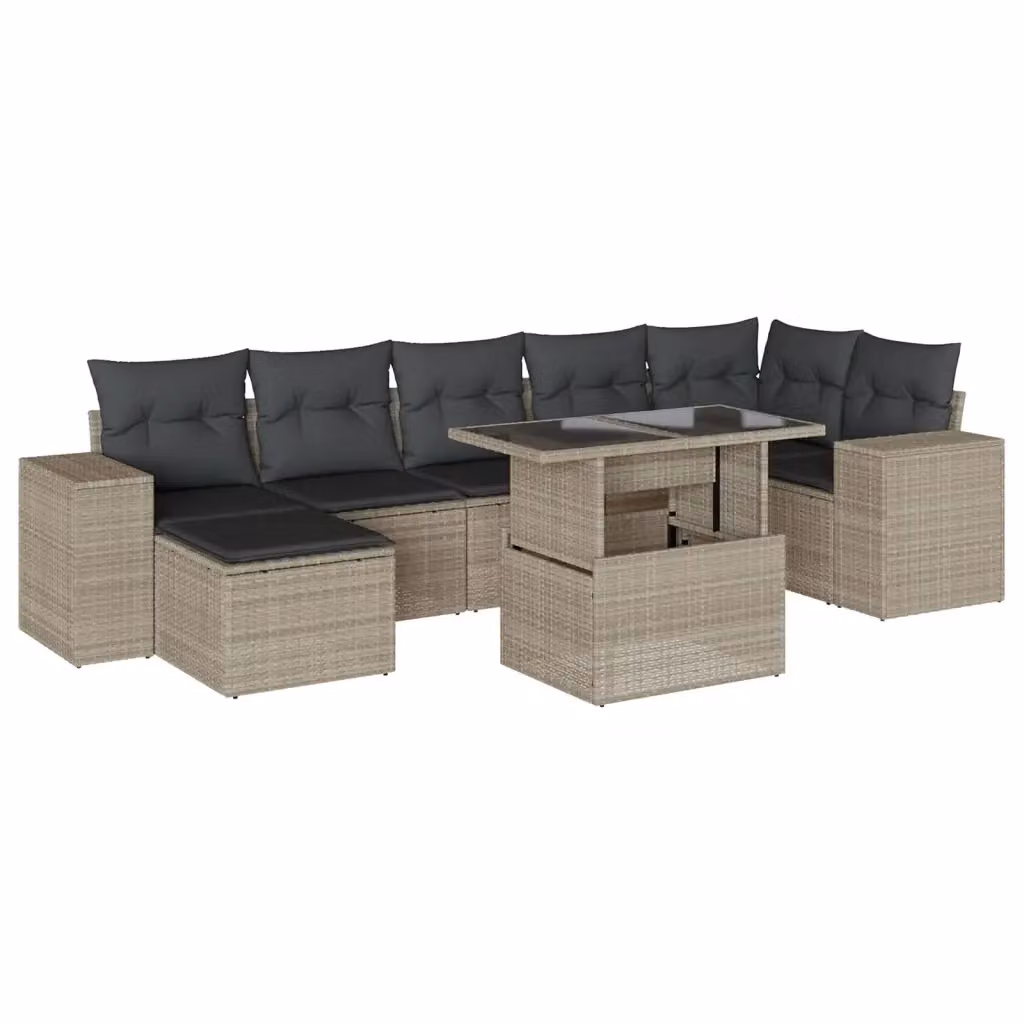 vidaXL Set Divano da Giardino a L 8pz in Polyrattan con Cuscini Antracite e Grigio – 2