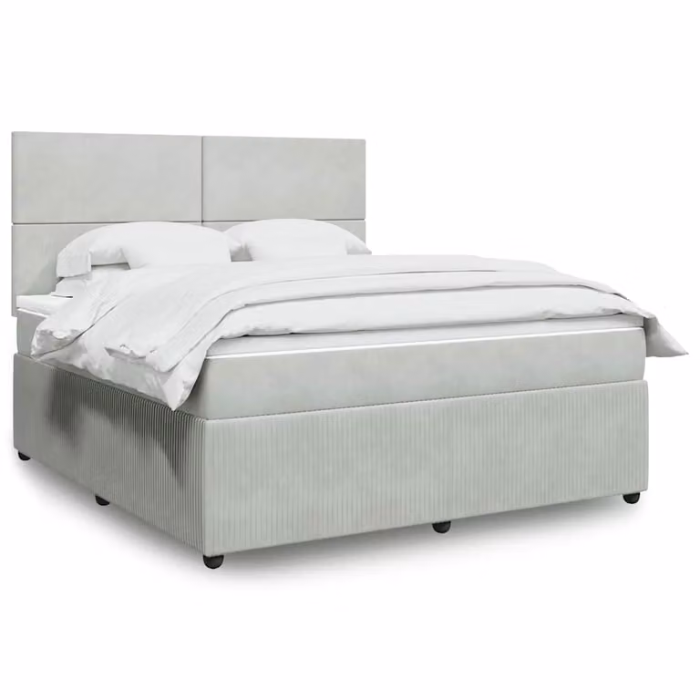 vidaXL Giroletto a Molle con Materasso Ibrido in Velluto Grigio L/P/H: 180 x 200 cm