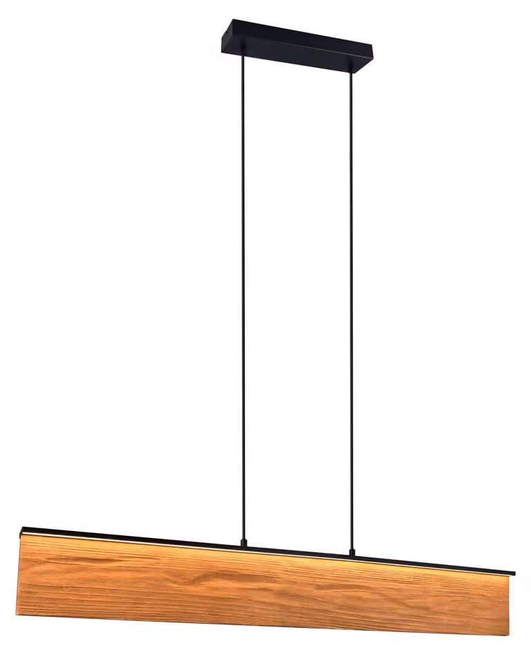 Lampada a sospensione LED, legno, touch dimmer, regolabile in altezza, L 110 cm
