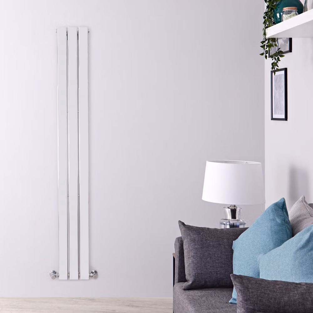 Radiatore di Design Verticale Moderno - Pannello Singolo - Cromato - 1600mm x 225mm - Delta