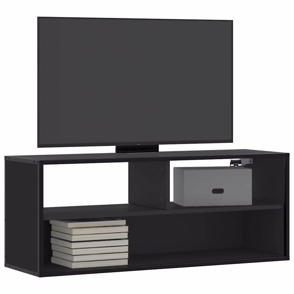 vidaXL Mobile Porta TV Nero in Metallo e MDF L/P/H: 100 x 31 x 39,5 cm
