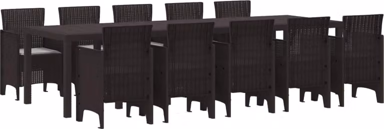 Set da Pranzo per Giardino 11 pcs Marrone e grigio chiaro