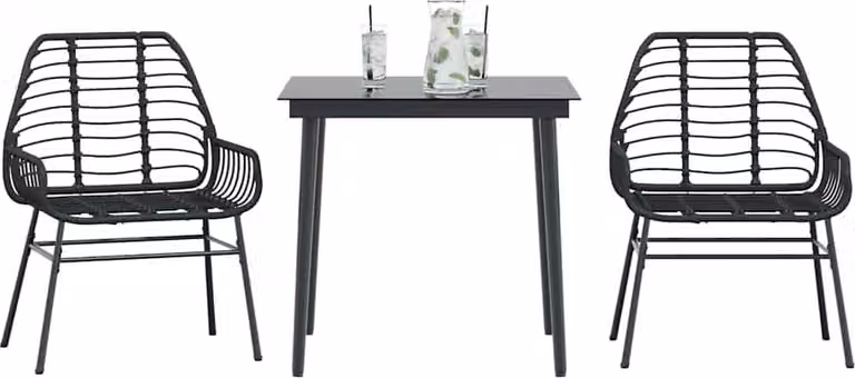 Maison Exclusive - Set Mobili da Pranzo per Giardino 3 pz Nero Polyrattan Vetro