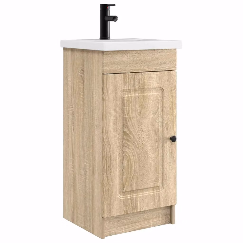 Mobile da bagno moderno vidaXL in legno color rovere con lavabo, L: 42 cm, P: 40 cm, H: 84,5 cm – 2