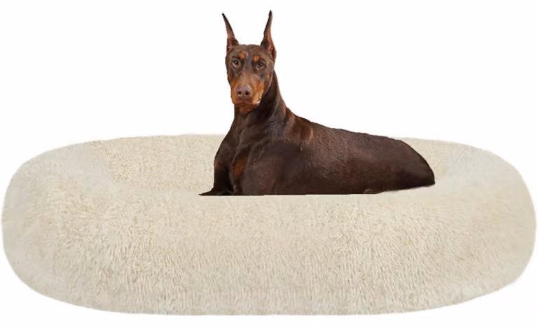 Cuccia per cani, rotonda, ortopedica, morbida e lavabile, diametro 120 cm, color beige