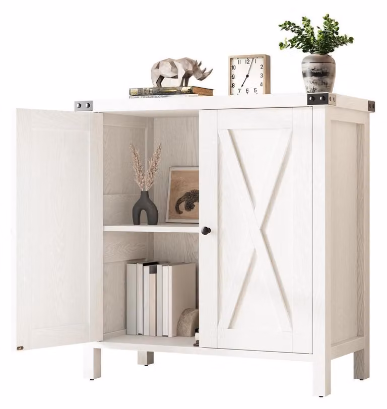 Mobile contenitore con 2 ante e 2 ripiani, dimensioni 76 x 40 x 80 cm, colore bianco