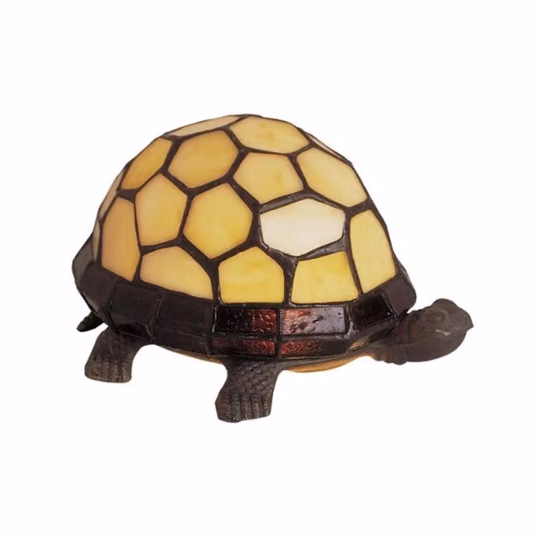 Artistar Lampada da tavolo Tiffany TORTUE, Marrone / Ruggine, Soggiorno / Sala da pranzo, Vetro, Tiffany, Lampada da tavolo