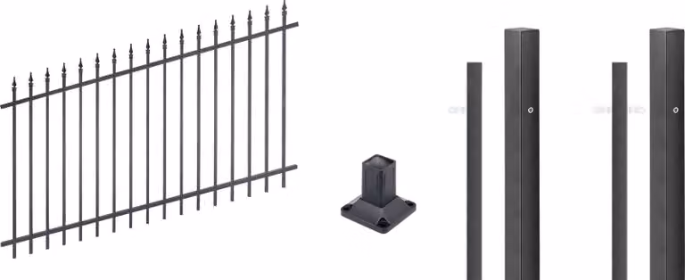 Alberts 511616, kit completo per recinzione, modello a pannelli regolabili, da fissare a vite, colore nero opaco, altezza 100 cm, lunghezza 4 metri