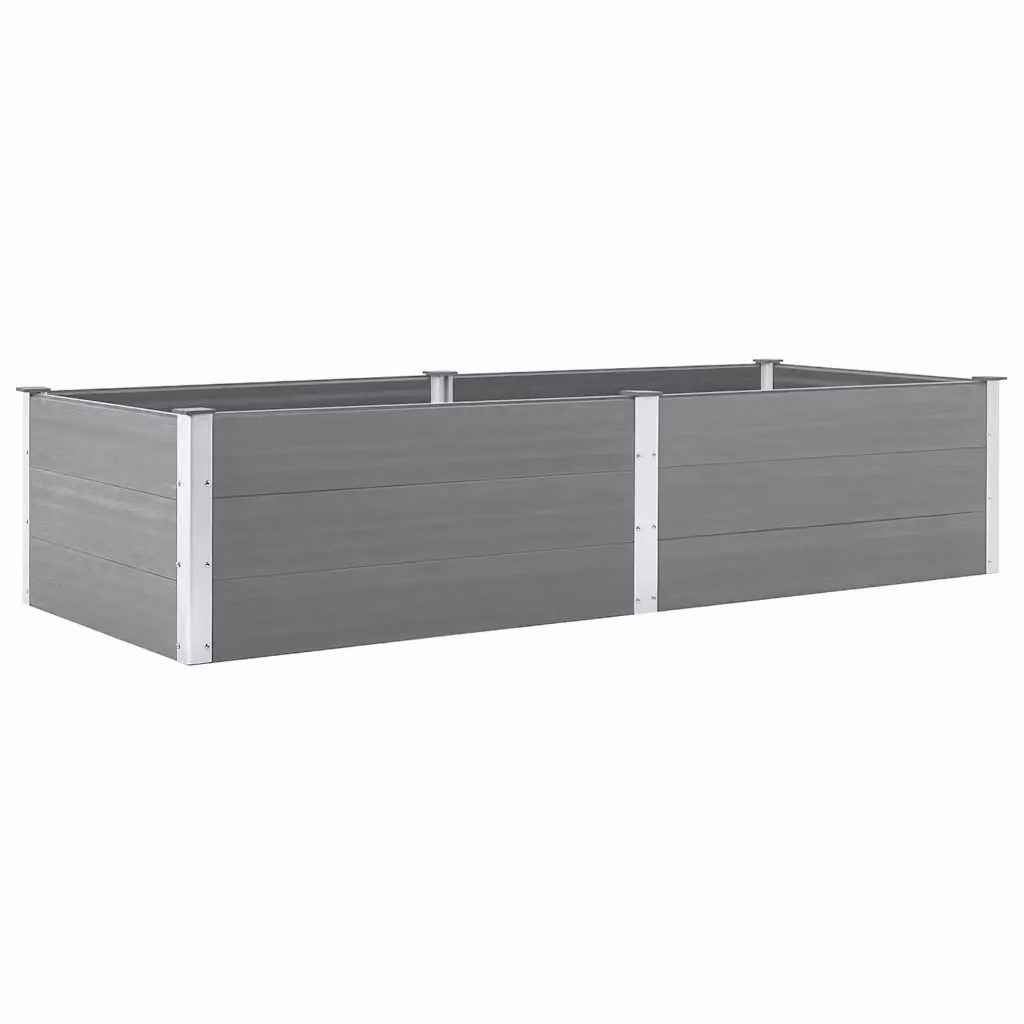 Letto Rialzato da Giardino vidaXL in WPC e Acciaio Grigio L: 250 cm, P: 100 cm, H: 54 cm – 2