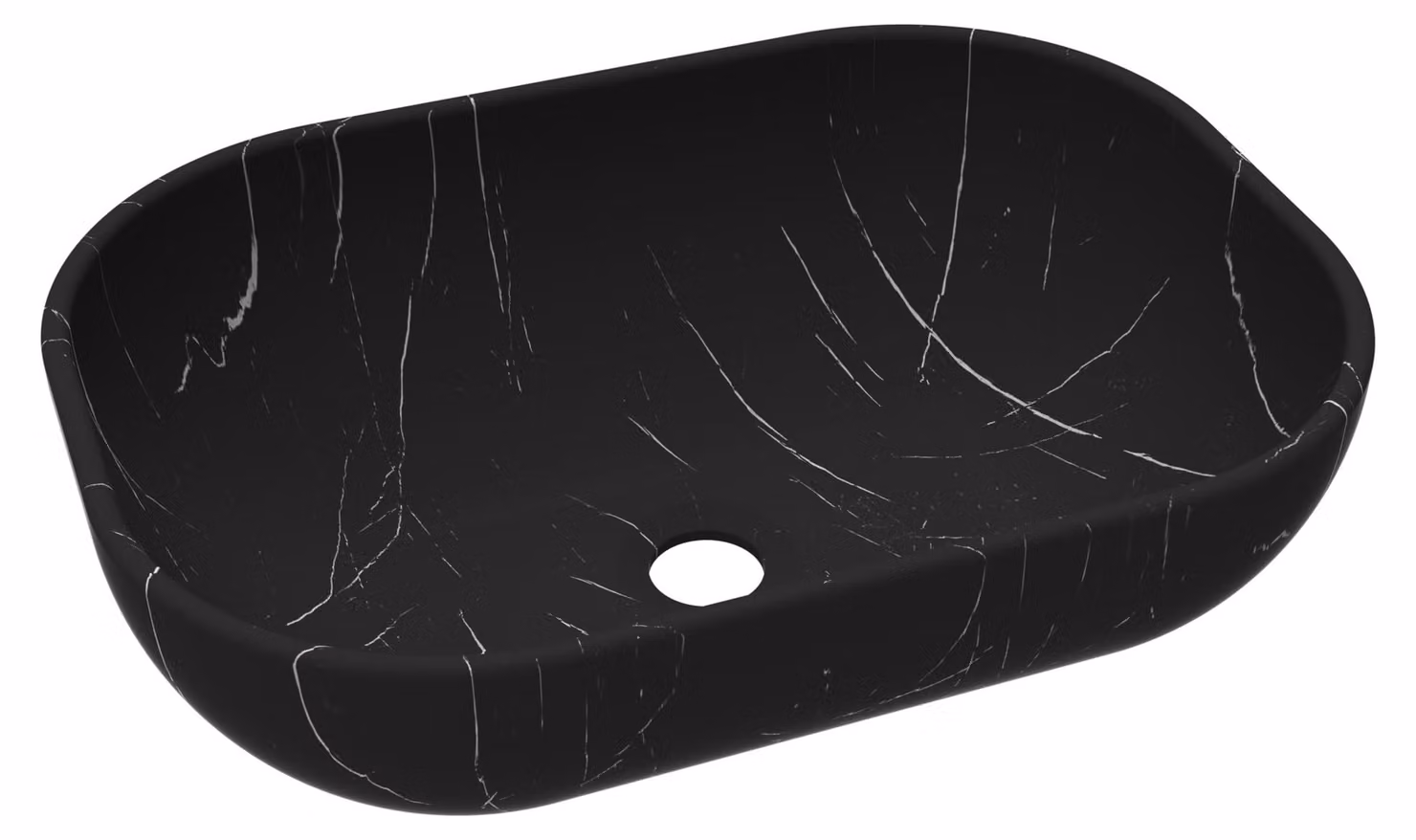 BAIKAL - Lavabo da appoggio | Forma ovale | Colore nero Marquina | Materiale: Vetroceramica | Dimensioni: 46 x 33 x 13,5 cm