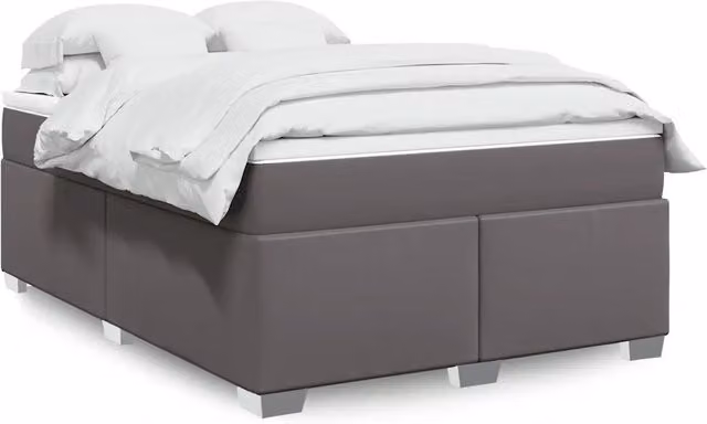 Letto a molle con materasso vidaXL in similpelle grigia e bianca L/P/H: 140 x 190 cm