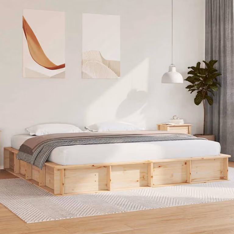 Struttura del letto moderna vidaXL in pino massello marrone L/P/H: 200 x 180 x 210 cm