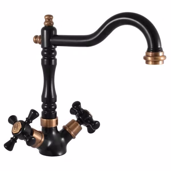 Miscelatore per lavello MORAVA RETRO, Colore: nero opaco/ottone vecchio, Dimensione: 3/8'' (MK320.0/8CMATSM)