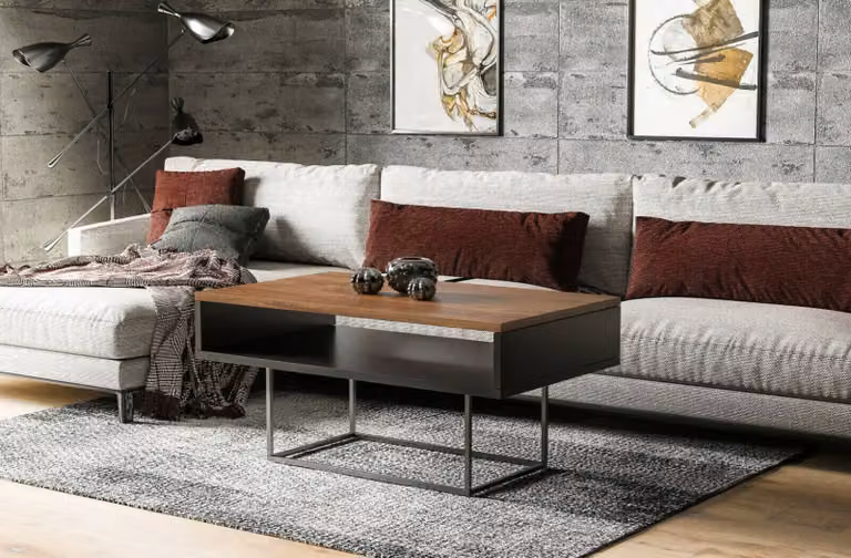 Endo-Möbel tavolino Enna 100x60x53 cm tavolo da soggiorno con ripiano (rovere Stirling)