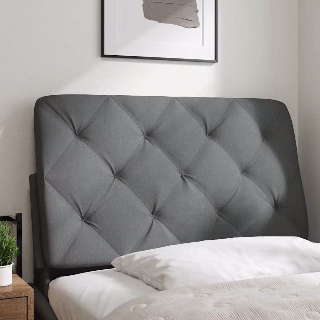 vidaXL Cuscino Testiera Grigio Scuro 90 cm in Tessuto