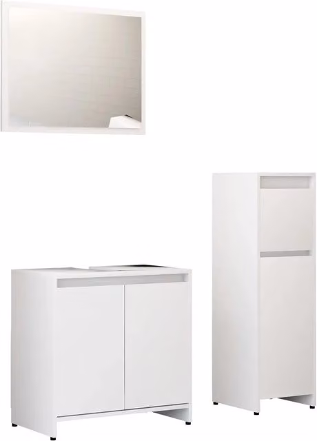 Set Mobili da Bagno | Armadio da bagno 3 pz Bianco in Truciolato