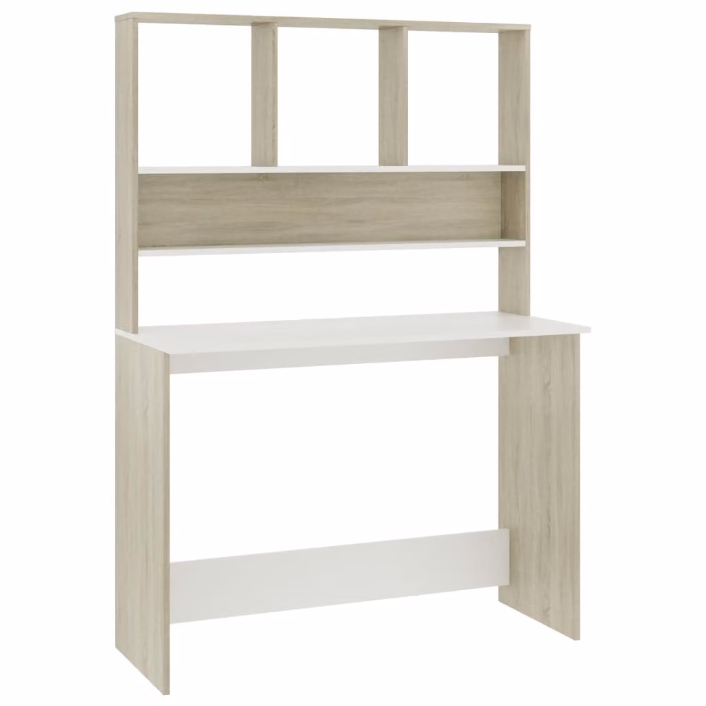 Scrivania e Ripiani Bianco Rovere Sonoma 110x45x157 Multistrato