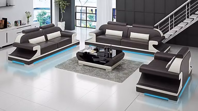 Ledersofa Couch Wohnlandschaft 3+2+1 Sitzer mit USB Garnitur Sofagarnitur Sofa