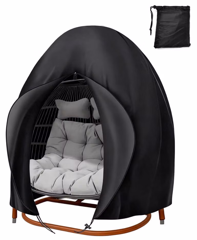 Copertura impermeabile per sedia a dondolo, realizzata in tessuto Oxford 210D, colore nero, dimensioni 200 x 230 cm