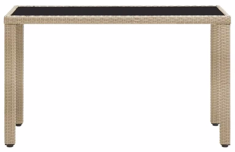 Tavolo da giardino in polyrotan con piano in vetro, dimensioni 123 x 60 x 74 cm