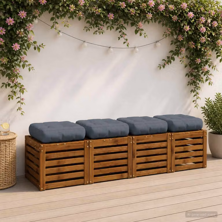 Set di 4 cuscini per sedia vidaXL VIANEN in poliestere blu con rivestimento rimovibile e lavabile