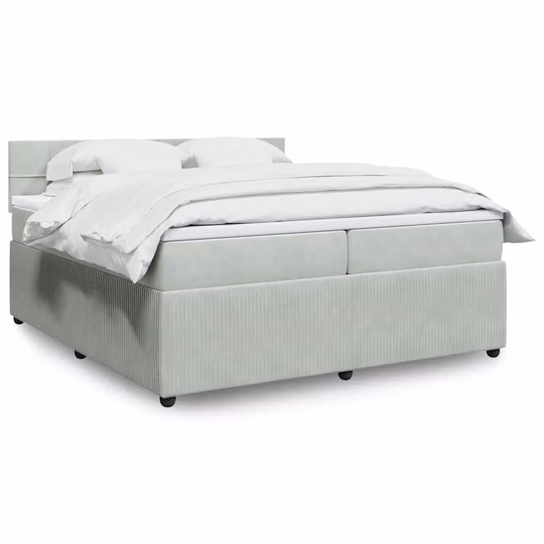 vidaXL Letto Ibrido con Materasso in Velluto Grigio e Bianco L/P: 200 x 200 cm
