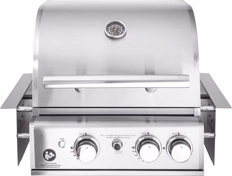 ALLGRILL grill a gas da incasso CHEF S in acciaio inox Sistema ad aria incorporato, 2 bruciatori, bruciatore posteriore 100959