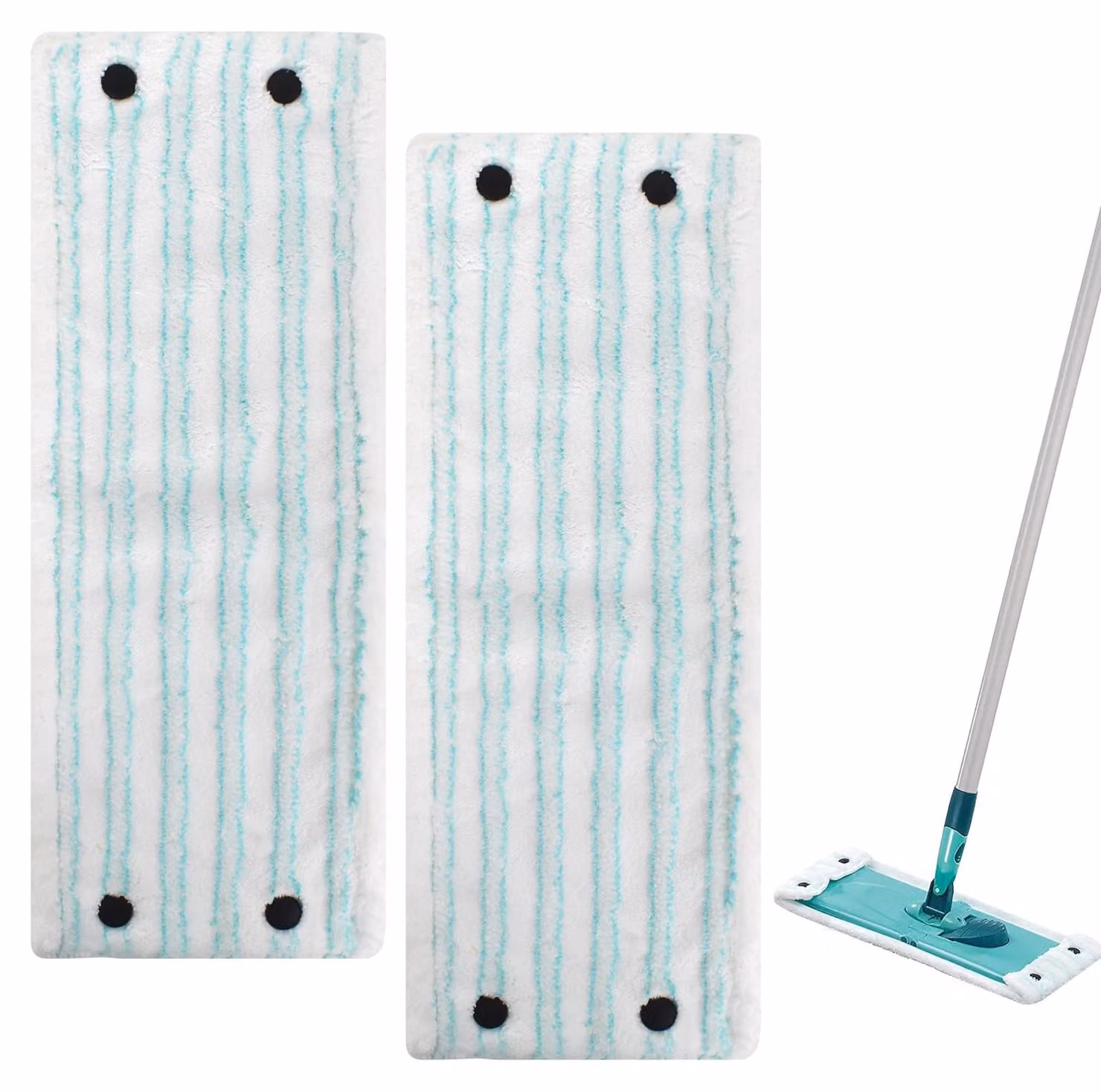 Set da 2 copri-mop in microfibra, dimensioni 42x15,5 cm, ad alta capacità di assorbimento, adatti a tutti i tipi di pavimento