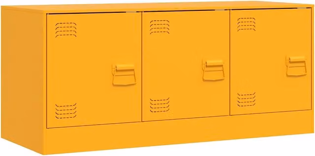Mobile TV in acciaio in stile industrial giallo, L: 99 cm, P: 39 cm, H: 44 cm