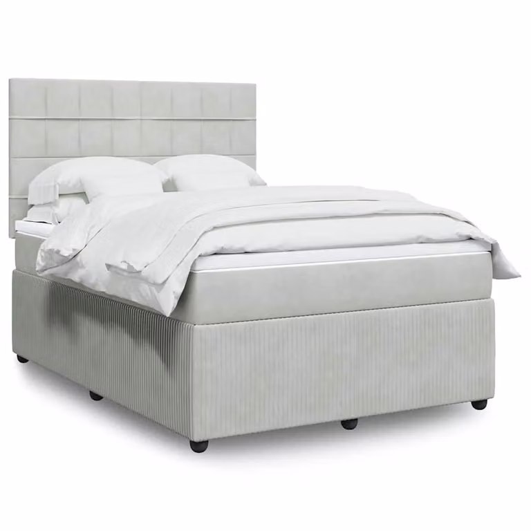 vidaXL Giroletto a Molle con Materasso in Velluto Grigio Chiaro L/P/H: 160 x 200 cm