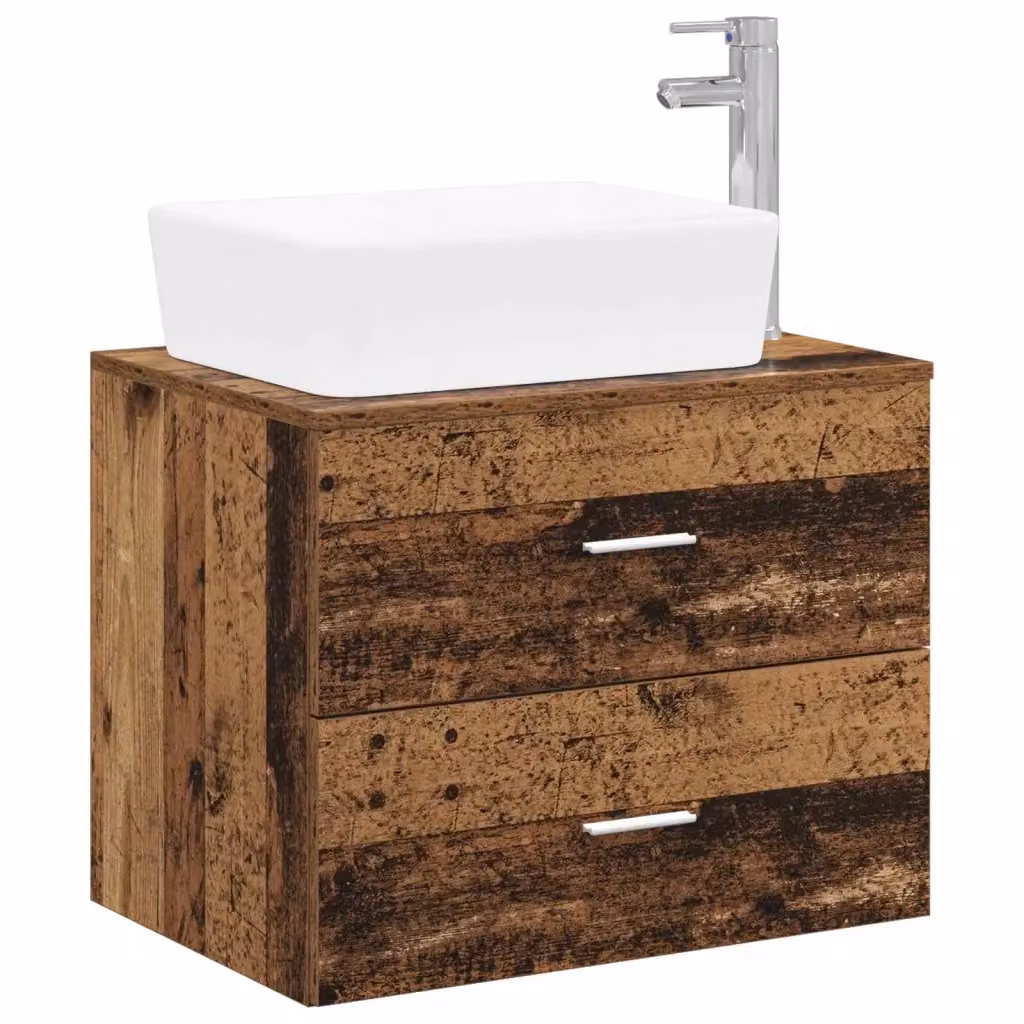 Mobile lavabo moderno vidaXL in legno marrone con cassetti e ante, sospeso – 2