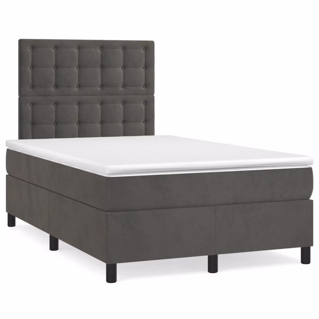 Letto Ibrido vidaXL in Velluto Grigio con Illuminazione LED e Porte USB L/P/H: 120 x 200 x 123 cm