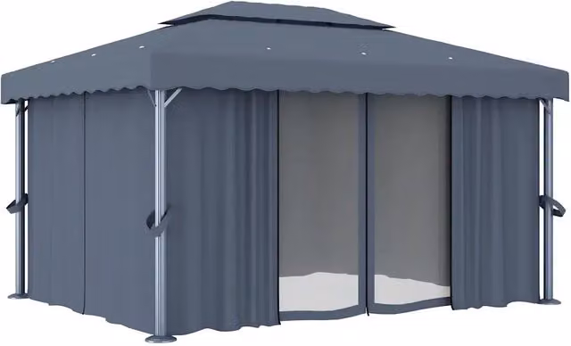 Gazebo con Tende 4x3 cm Antracite Alluminio 3053376