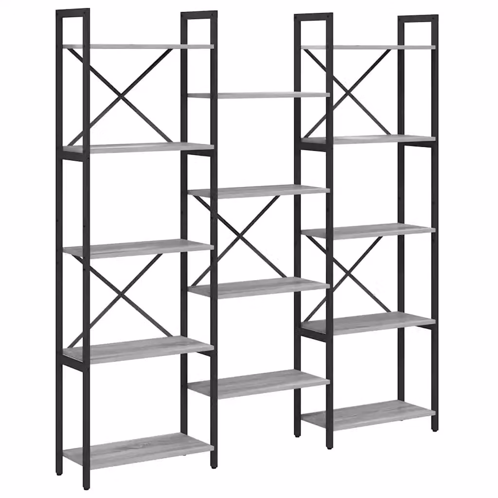 Libreria industrial vidaXL in legno e metallo grigio L: 156 cm, P: 25 cm, H: 167 cm – 2